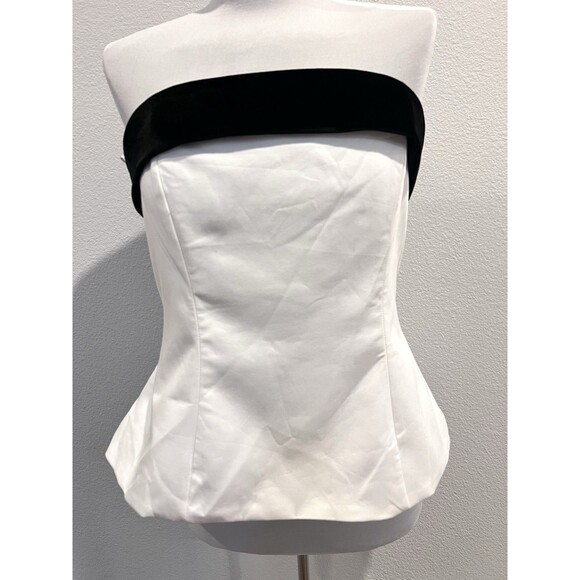 Zara strapless bow top in black and white in women size large 9003/420 - Picture 12 of 16